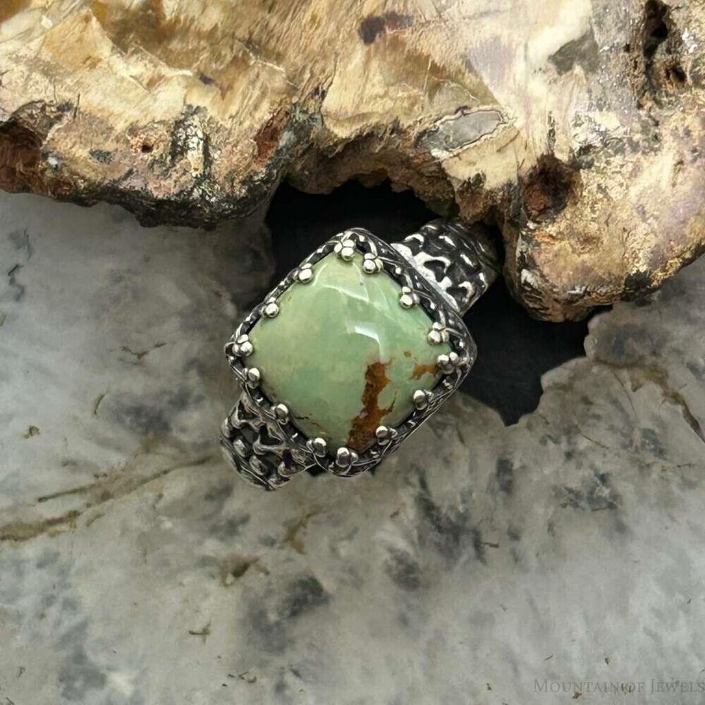 Carolyn Pollack Sterling Silver Square Green Turquoise Ring Size 7 For Women